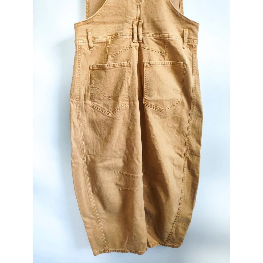 New We The Free People Overalls XS Barrel Leg Good Luck Tan Streetwear Utility